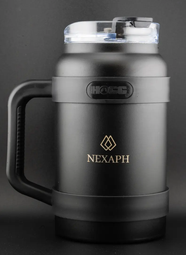 Nexaph matte black 50oz insulated jug with handle and clear lid