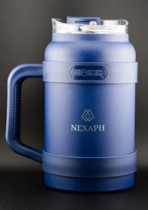 Nexaph 50oz matte blue insulated jug with clear lid and side handle